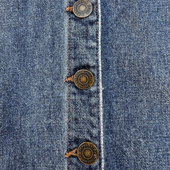 Reformation Camille Denim Midi Dress XS Button Front Slit Summer Jean Dress - Picture 3 of 5